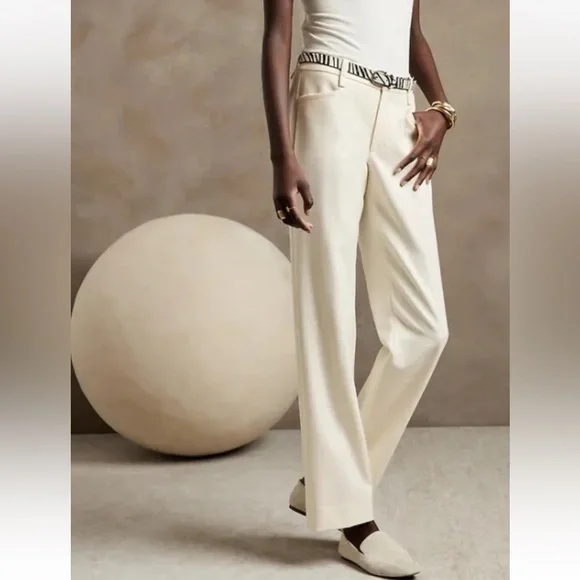 Banana Republic LIDO STRAIGHT ITALIAN WOOL PANT // Cream #773624 #773867
