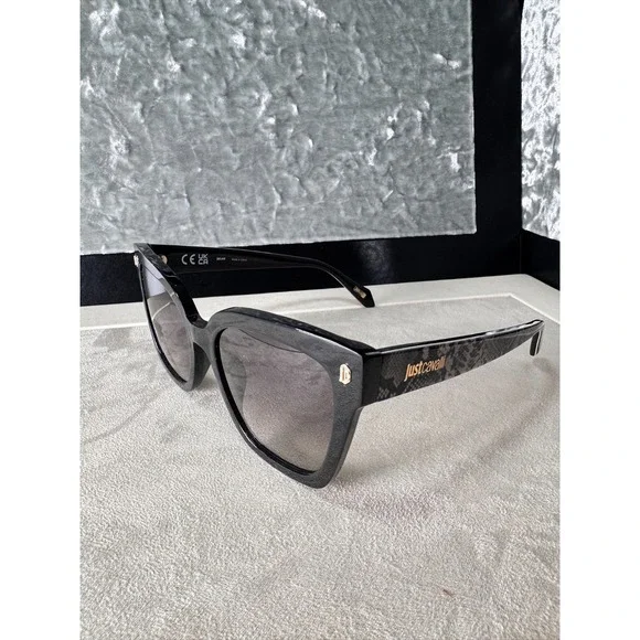 Just Cavalli SJC044 Women Sunglasses Black Snake Print Gradient Lenses *Read‎