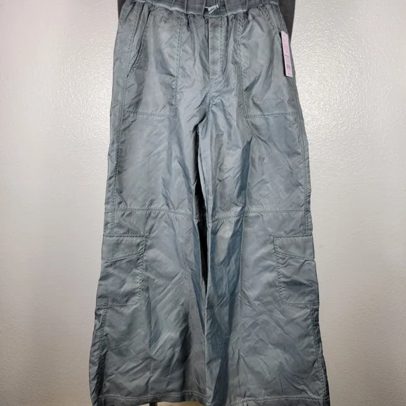 Wild Fable Women's Mid Rise Wide Leg Cargo‎ Pants Light Teal Blue Size XXS