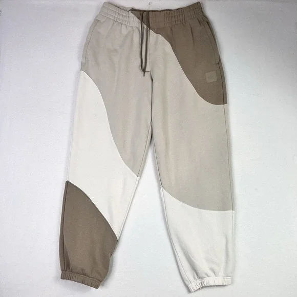 Alo Yoga Make Waves Sweatpants L Oversized Ivory Beige Gravel Atheletic