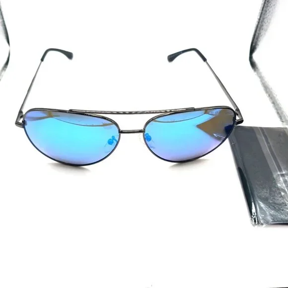 Aviation Style Sunglasses Metal Frame Blue Mirror Lenses UV400 New Unisex