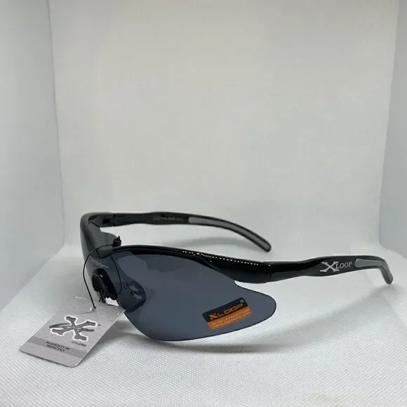X-Loop Mens Semi-Rimless Mens Dark Lens Sunglasses