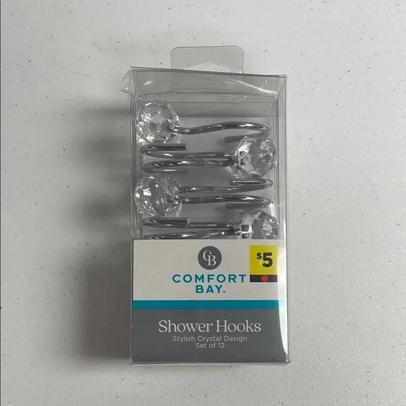 Comfort Bay Silver Crystal Shower Hooks