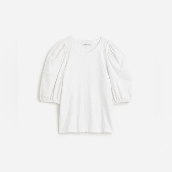 Madewell Womens  100% Cotton Puff-Sleeve Tee NT331 Size Small In White NWT