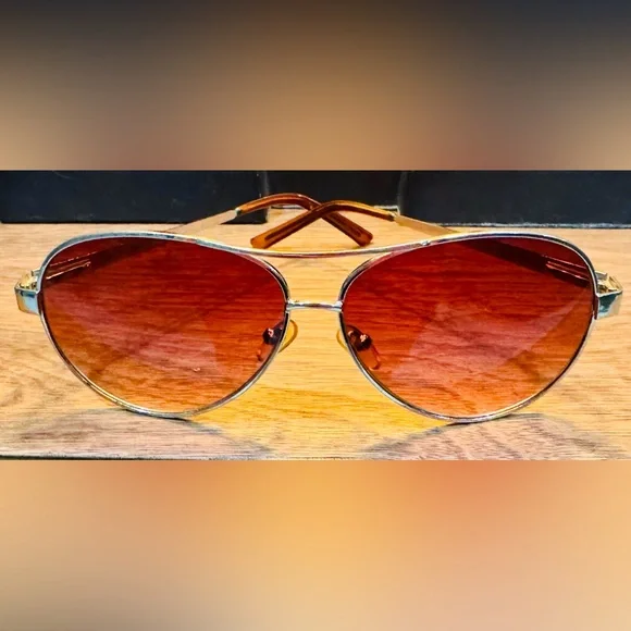 Kenneth Cole Reaction Men’s Sunglasses Amber Aviators Maverick Top Gun Y2K