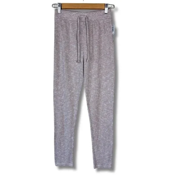 Gymshark Womens Small Slounge Pants Joggers Athleisure Knit Ribbed Cozy Taupe
