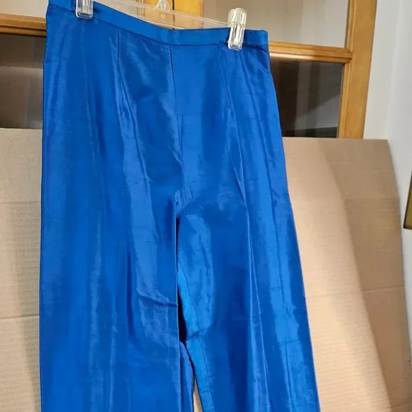 Worth: 100% Pure Silk Formal Dress Slacks Shiny Royal Blue – Size 4