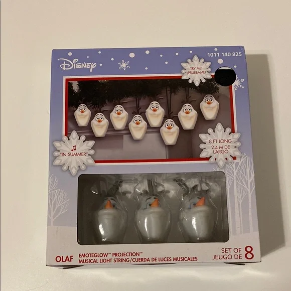Disney Singing Olaf Christmas Musical Light String  8ft new Emoteglow projection