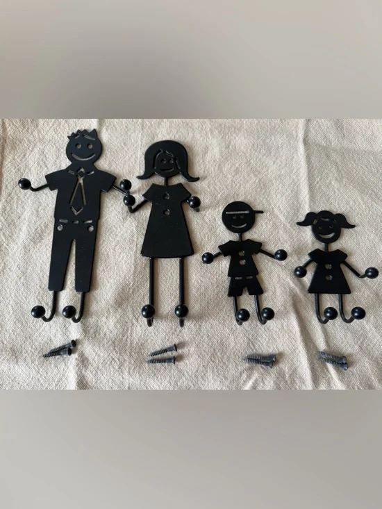 Dorman Black Family Wall Hooks - Set of 4 Silhouette Hangers