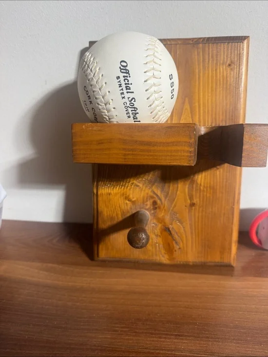 Rustic Wood Wall Hook  for ball, mitt and batt