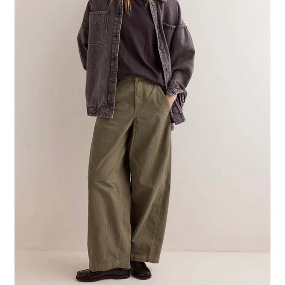 WE THE FREE x FREE PEOPLE Rylee Chino Barrel Leg Trousers Pants