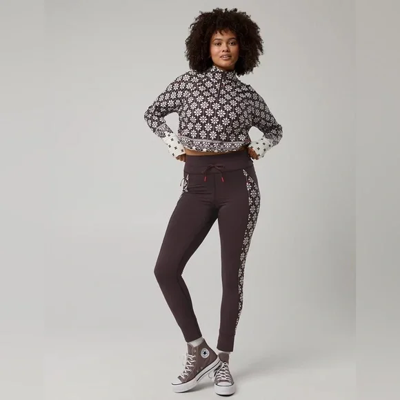 Offline Aerie Warmup high waisted pocket legging & quarter zip matching set, XS