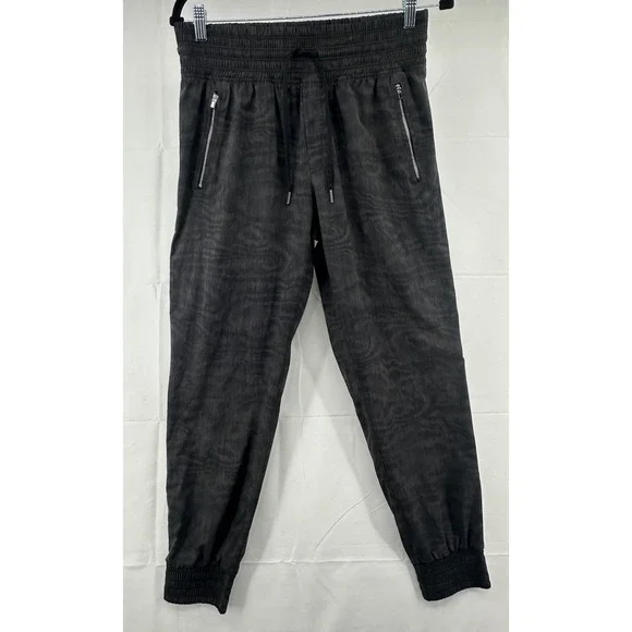 Athleta Women's Camden Jogger Pants‎ Size 6 Zip Pockets Comfortable Black Gray