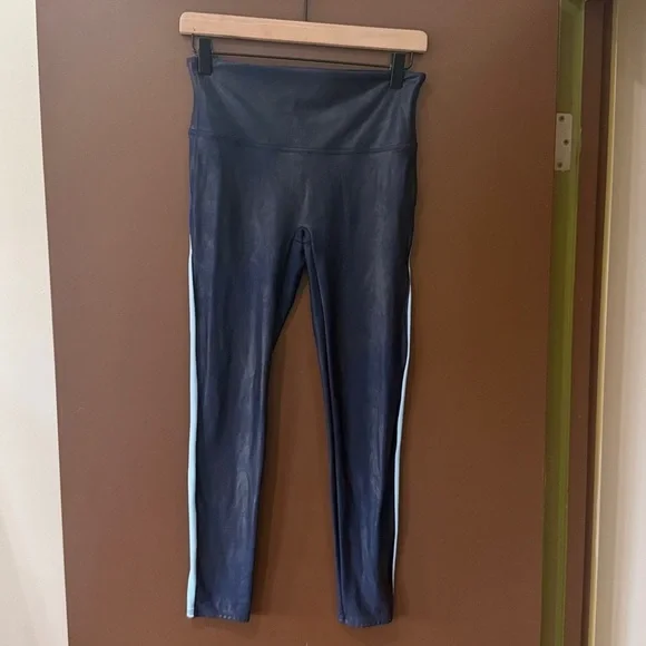 SPANX Navy Blue Stripe Leggings