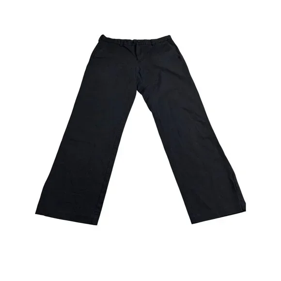 Haggar Mens Black Straight Fit Pants 31x30 100% Cotton Made In Bangladesh