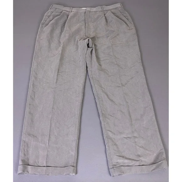 Vintage Haggar Dress Pants Men's‎ 40x30 Gray Pleated Cuffed Rayon Relaxed Fit