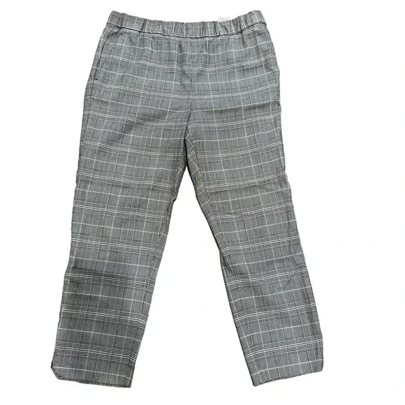 Banana Republic Plaid Black White Ankle Elastic Waist Pants Size Medium