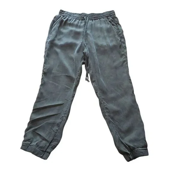 Johnny was womens Sz S cupra olive green silky Alice jogger trousers