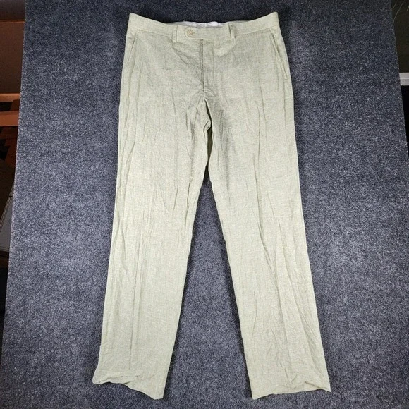 Joseph Abboud Mens Linen Blend Flat Front Dress Pants Sage Green 38x34 K216899