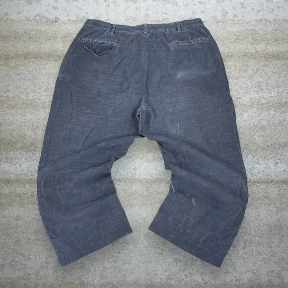 Vintage 90s Lands End Corduroy Pants 38x26 Baggy Wide Leg Fit Grey