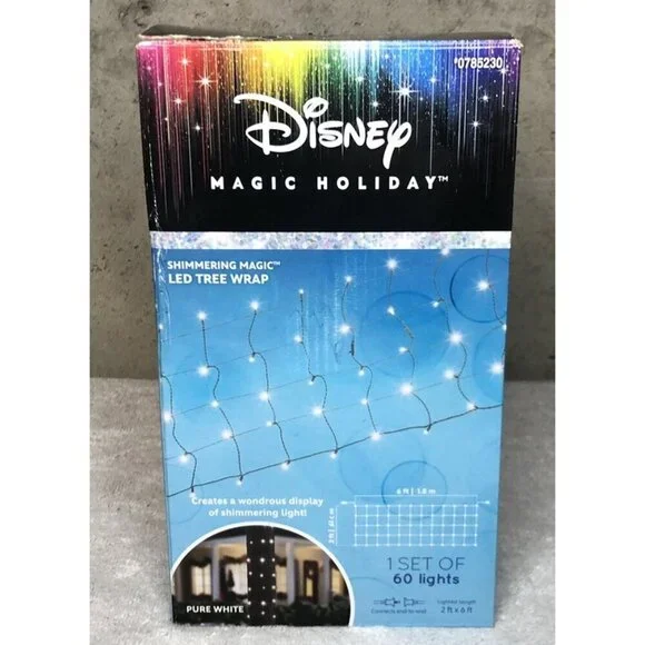 Disney Magic Holiday Shimmering Pure White LED Tree Wrap Lights 60 Ct (2x6 ft)