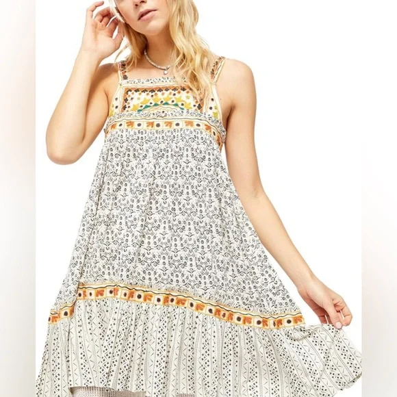 Free People Boarderline Tank Floral Mini Dress