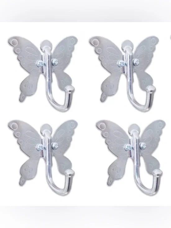 Butterfly Hook Coat Hooks for Door, 4 Pack Stainless Steel - Universal Design