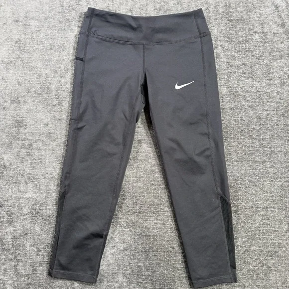 Nike Dri Fit Women's Size XS Running Tights Athletic Pants Black Crop CD8214-010