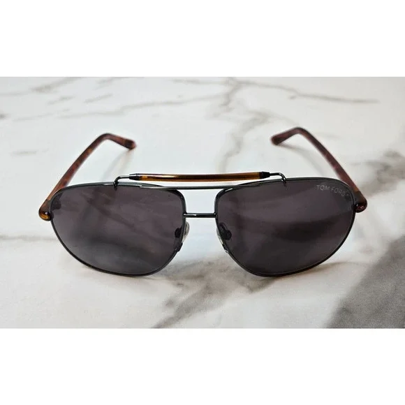 Tom Ford Adrian TF243 12A 135 Black Polarized Dark Bronze Aviator Sunglasses