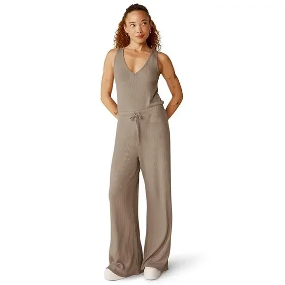 Beyond Yoga Birch Brown Jetsetter Sleeveless V Neck Jumpsuit