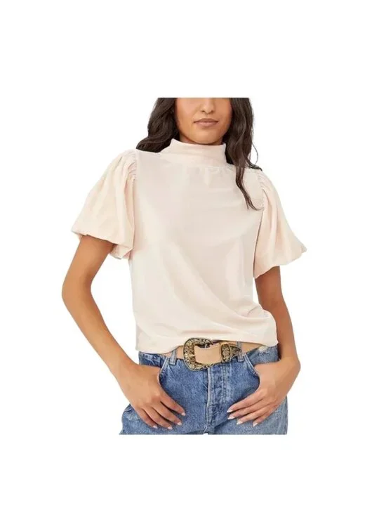 NS!!!   Free People Claudia Blouse Pink Size XS Coquette Romantic Velvet Bohemia