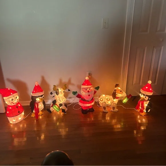 Vintage 20” Christmas Light Up Decor All 6 Characters Cow Dog Santa Penguin +
