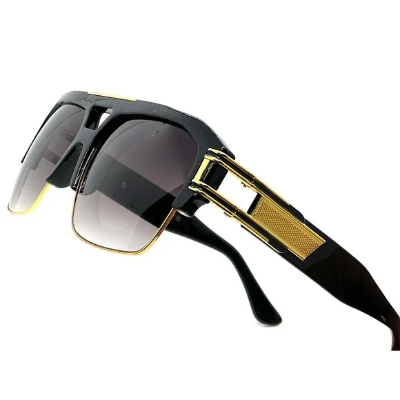 Men's Square Sunglasses Gold Black Gradient Designer Fashion Eyewear Trendy‎ New