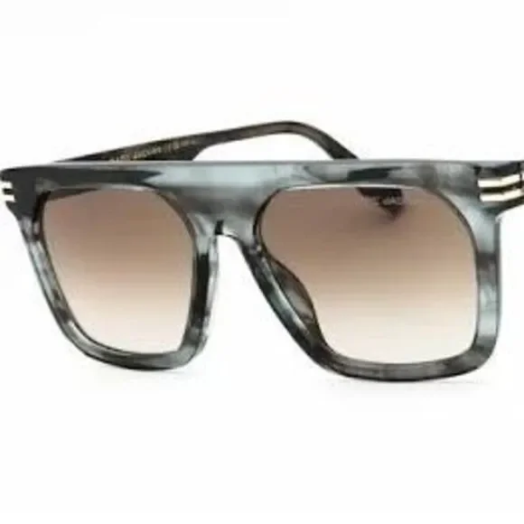 Marc Jacobs Square Frame Sunglasses Grey Horn Model 680/S Sporty Bold NEW