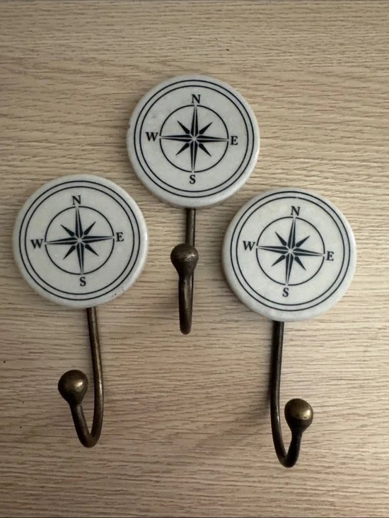 Compass Ceramic Wall Hooks - White and Black (Unknown Brand)