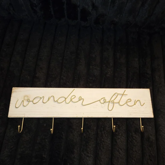 Gold Script Wall Decor with Hooks