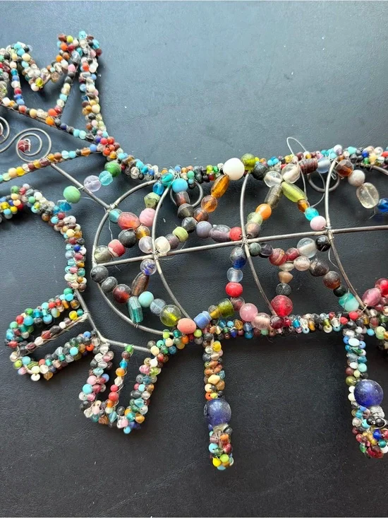 Handmade Dog Multicolor Beaded Wall Hook Rack