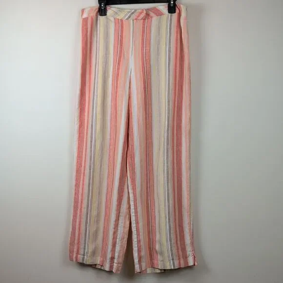 Tweeds Woman 100% Linen Wide Leg Pants Size 14W Coastal Beach Summer