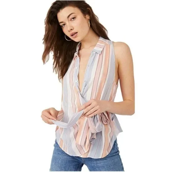 Free People Mackenzie Wrap Top in Ivory Combo