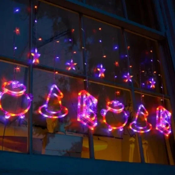 Decorative Halloween Window LED Lights icicles Lights Witchy Witch Theme Twinkle