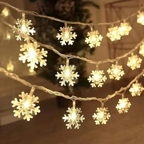 40 LED Snowflake String Lights - 19.7FT Battery-Powered for Magical Celebrations