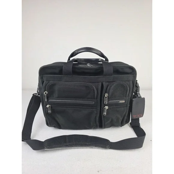 Tumi Alpha Organizer Laptop Briefcase Ballistic Nylon Bag‎ 26141D4 Black *READ*