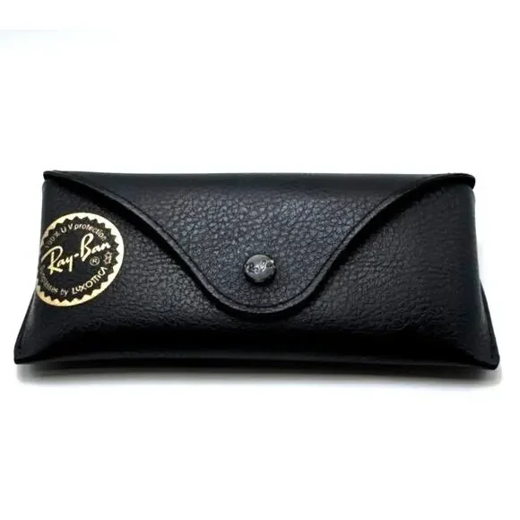 Ray-Ban Black Leather Sunglasses Case Snap Closure Luxottica Authentic‎