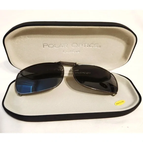 Polar Optics Clip On Sunglasses With Case wear over regular