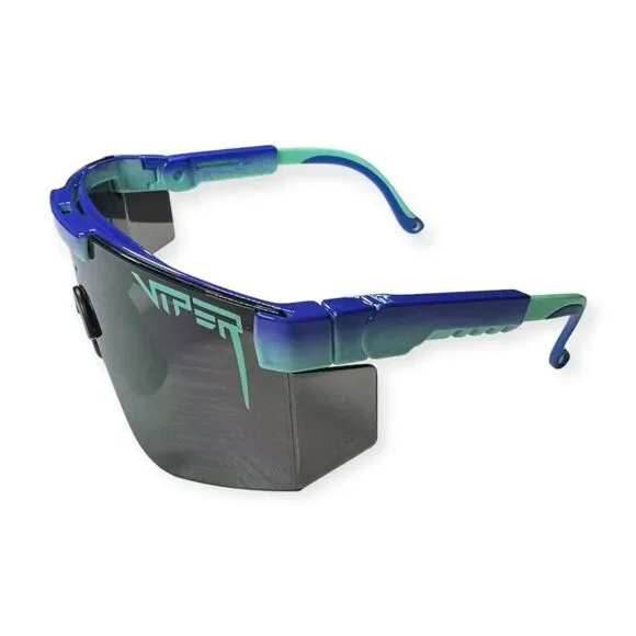 Pit Viper Blue Intimidator Sunglasses 2000‎ Teal w/ Case