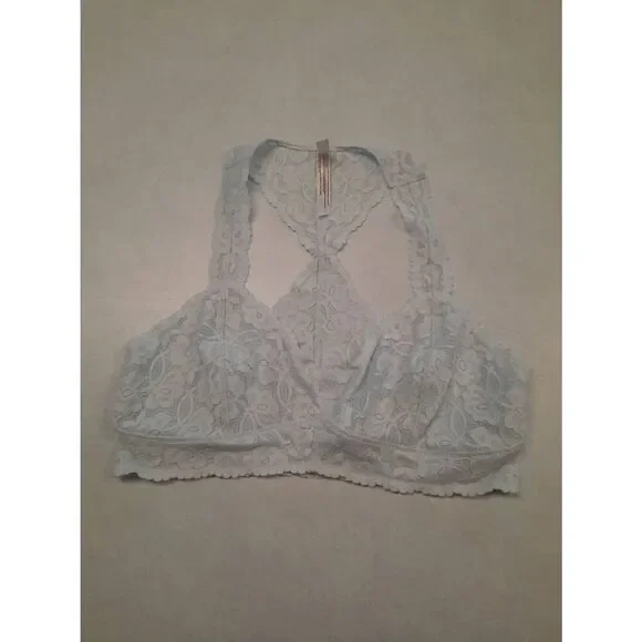Intimately Free by Free People Size L Light Blue Lace Racerback Bralette Bra
