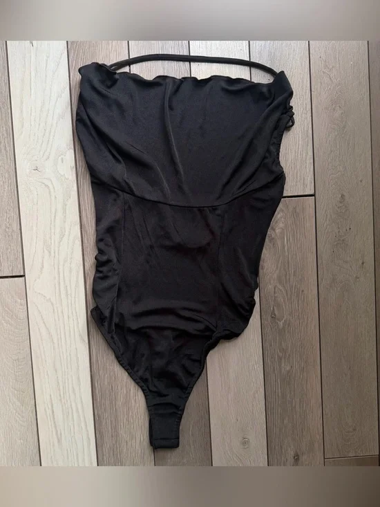 Free People Black Strapless Halter Bodysuit L