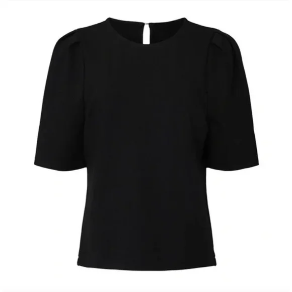 J. Crew Puff Sleeve Pointe Top Blouse Keyhole Back Black Style AE781 Size XS