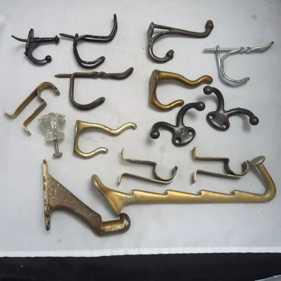 Lot Misc. antique vintage wall hooks hardware 15 window closet