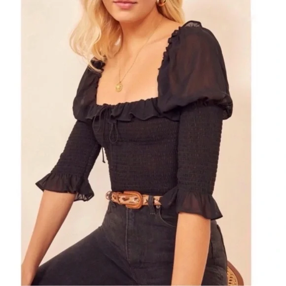 Reformation Julie Square Neck Smock Top Small